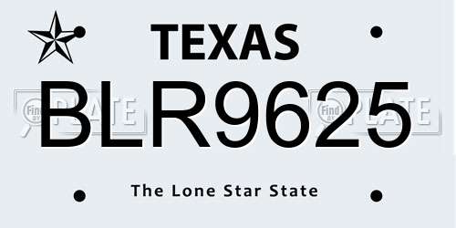 BLR9625 Texas License Plate