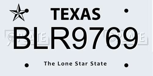 BLR9769 Texas License Plate