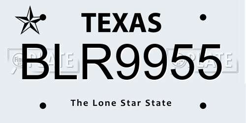 BLR9955 Texas License Plate