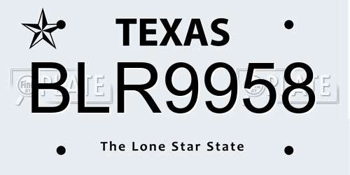 BLR9958 Texas License Plate