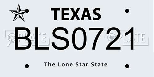 BLS0721 Texas License Plate