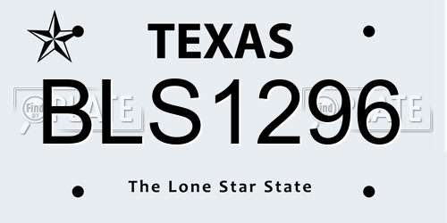 BLS1296 Texas License Plate