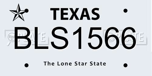 BLS1566 Texas License Plate