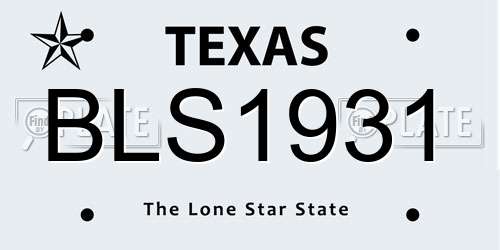 BLS1931 Texas License Plate