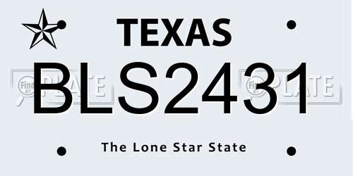 BLS2431 Texas License Plate