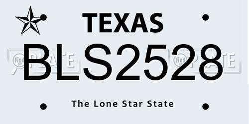 BLS2528 Texas License Plate