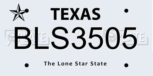 BLS3505 Texas License Plate