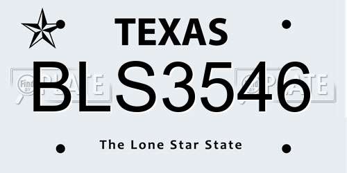 BLS3546 Texas License Plate