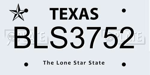 BLS3752 Texas License Plate