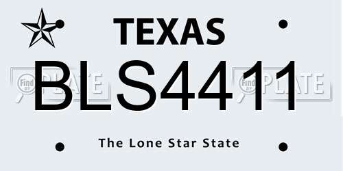 BLS4411 Texas License Plate