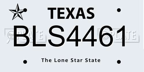 BLS4461 Texas License Plate
