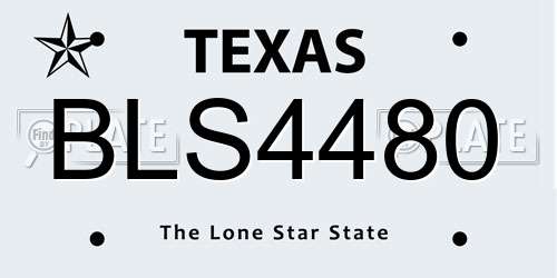 BLS4480 Texas License Plate