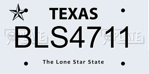 BLS4711 Texas License Plate