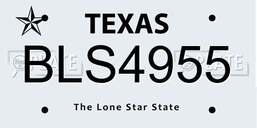 BLS4955 Texas License Plate