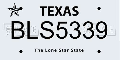 BLS5339 Texas License Plate