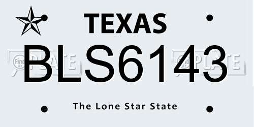 BLS6143 Texas License Plate