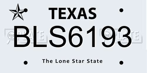 BLS6193 Texas License Plate