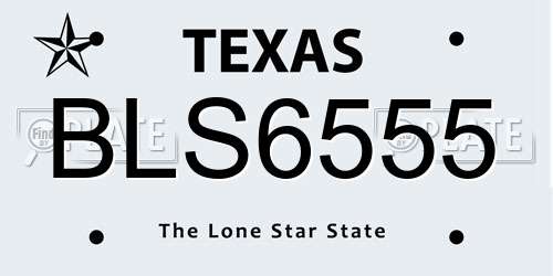 BLS6555 Texas License Plate