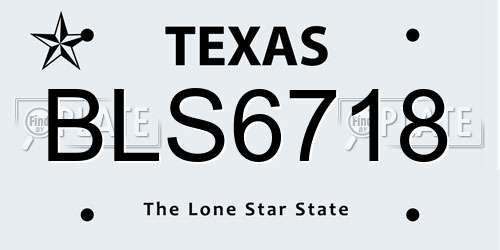 BLS6718 Texas License Plate