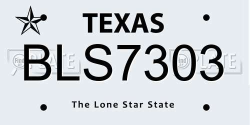 BLS7303 Texas License Plate