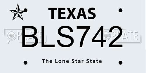 BLS742 Texas License Plate