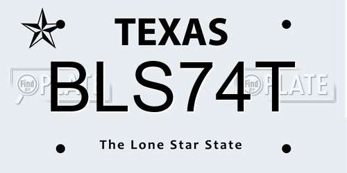 BLS74T Texas License Plate