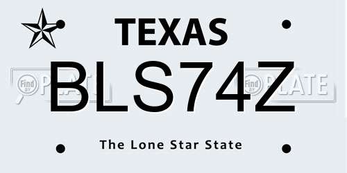BLS74Z Texas License Plate
