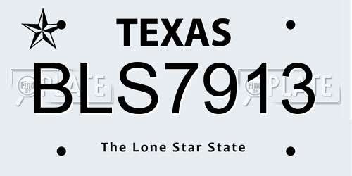 BLS7913 Texas License Plate