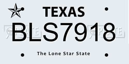 BLS7918 Texas License Plate
