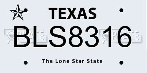 BLS8316 Texas License Plate