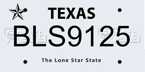 BLS9125 Texas License Plate
