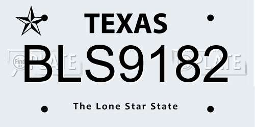 BLS9182 Texas License Plate