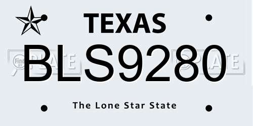 BLS9280 Texas License Plate