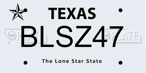 BLSZ47 Texas License Plate