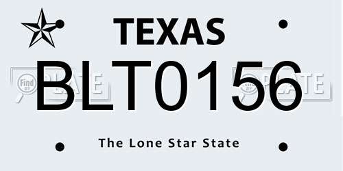 BLT0156 Texas License Plate
