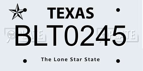 BLT0245 Texas License Plate