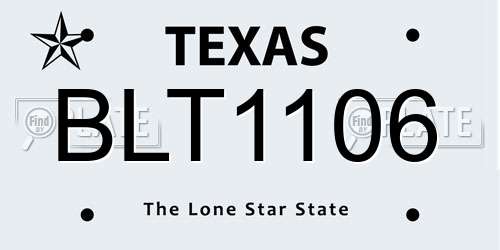BLT1106 Texas License Plate