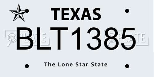 BLT1385 Texas License Plate