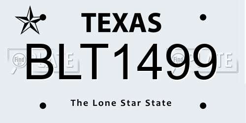 BLT1499 Texas License Plate