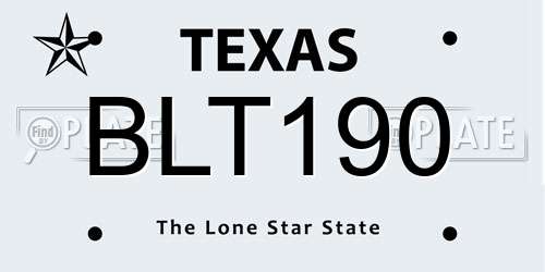 BLT190 Texas License Plate