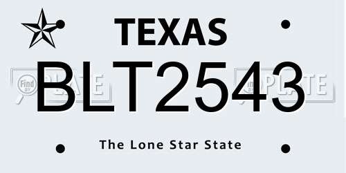 BLT2543 Texas License Plate