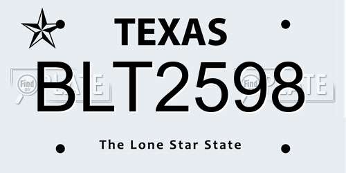BLT2598 Texas License Plate
