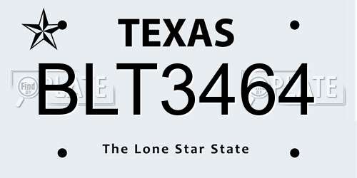 BLT3464 Texas License Plate