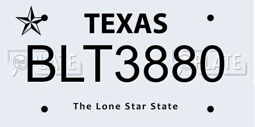 BLT3880 Texas License Plate