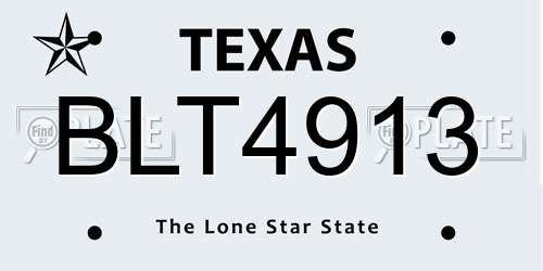 BLT4913 Texas License Plate