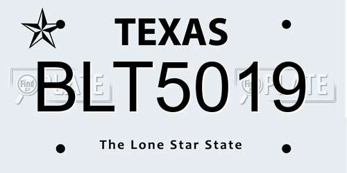 BLT5019 Texas License Plate