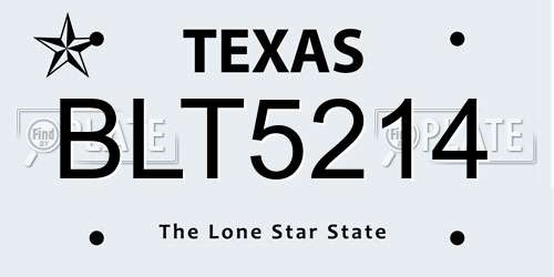BLT5214 Texas License Plate