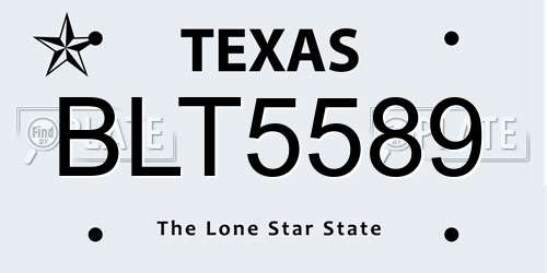 BLT5589 Texas License Plate