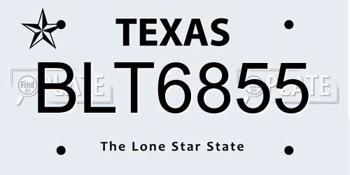 BLT6855 Texas License Plate