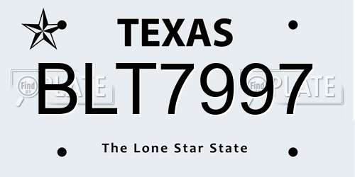 BLT7997 Texas License Plate